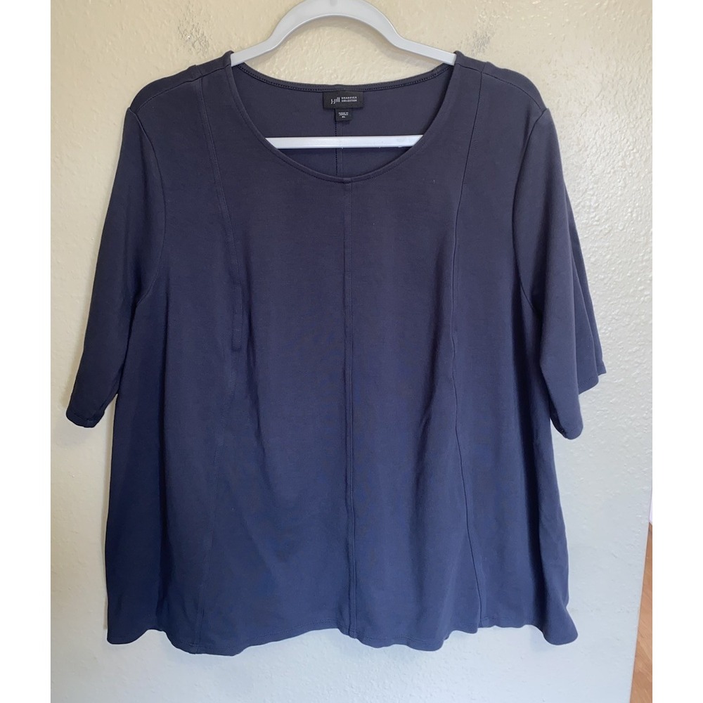 J. Jill Wearever Collection Top Seam Detail Dark Gray Size XL Short Sleeve